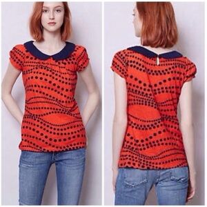 Anthropologie Postmark Dot Novelty Collar Tee size L